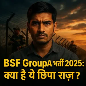 BSF Group A Recruitment 2025 का सस्पेंसपूर्ण फ्रंट पोस्टर थंबनेल